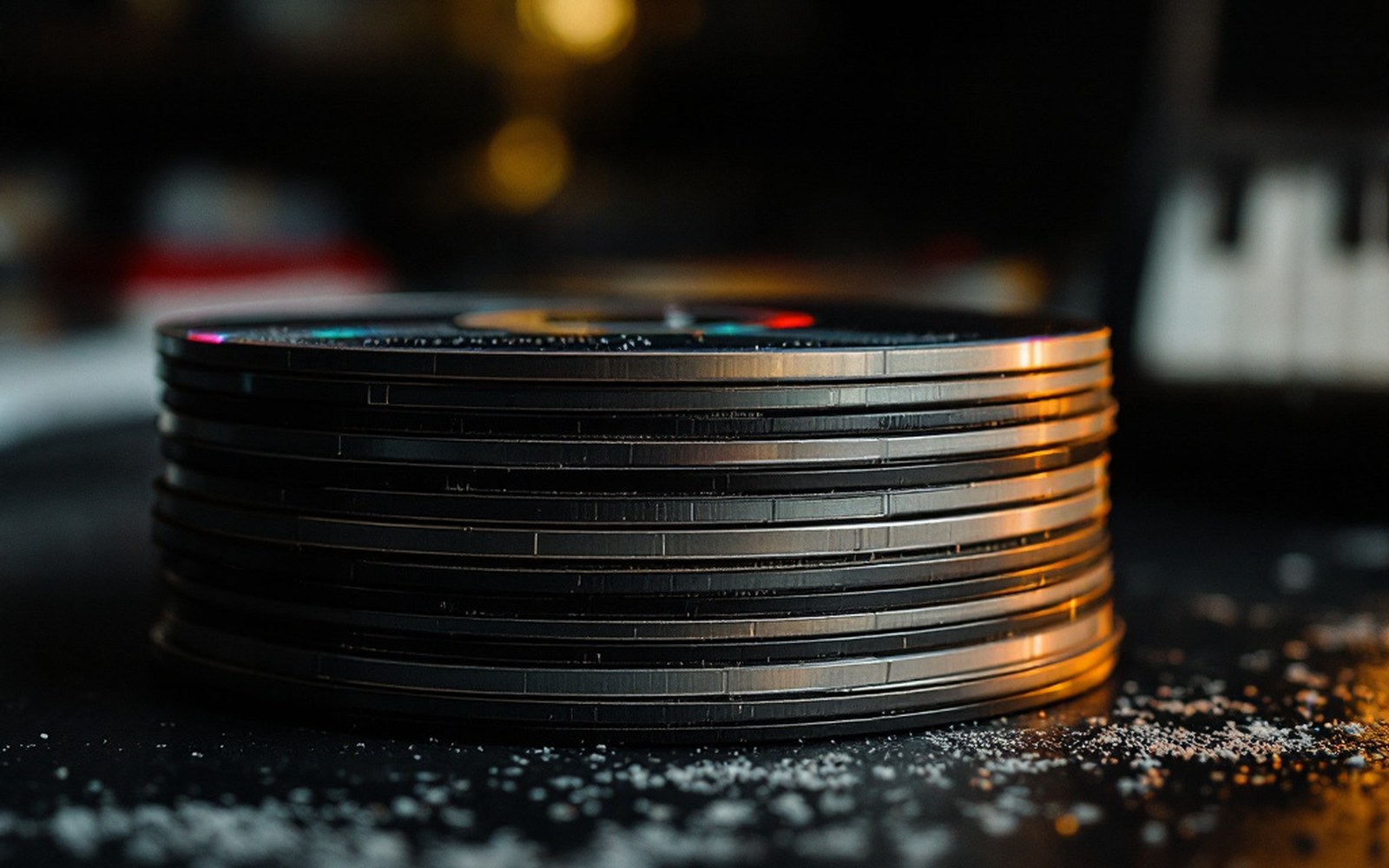 A stack of unlabelled floppy disks, macro
